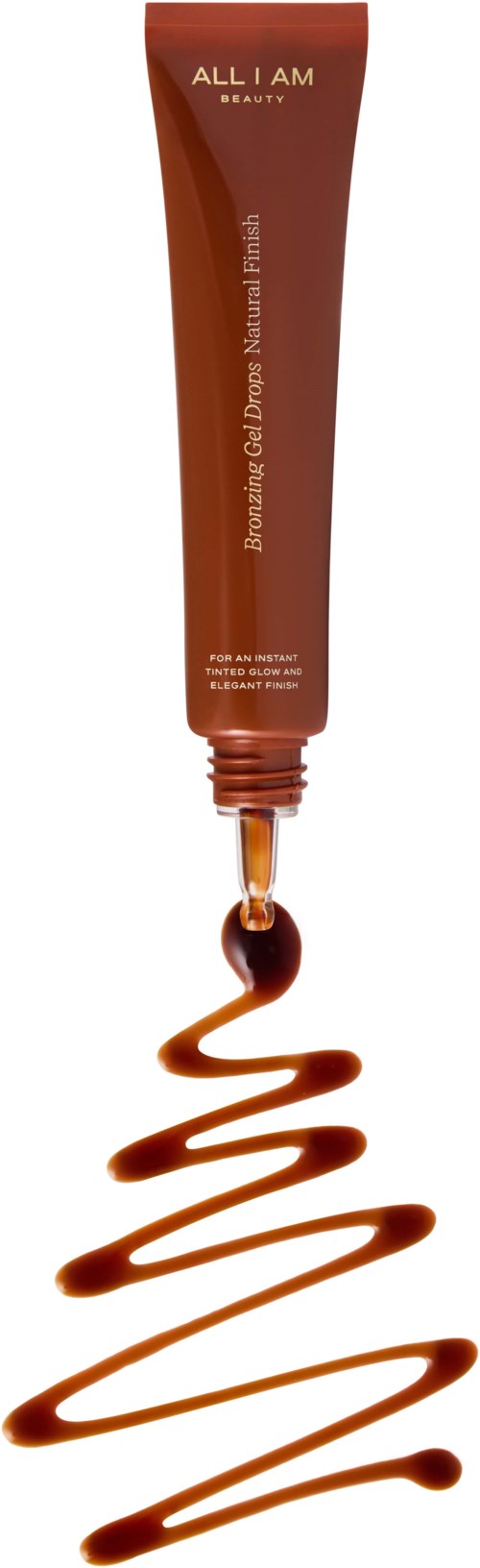 En brun tub med en klick kräm eller lotion som kommer ut, märkt 'ALL I AM Beauty' och text om naturliga mineraler.