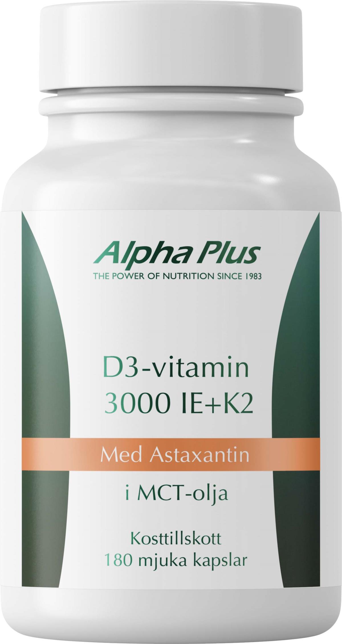 Alpha Plus D3-vitamin 3000 IE + K2 180 st