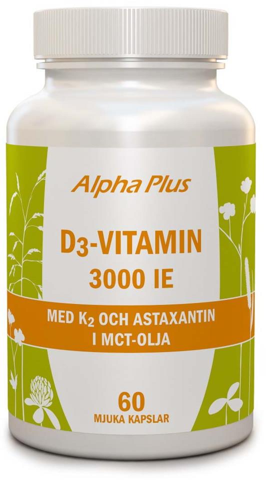 Alpha Plus D3-vitamin 3000 IE + K2 60 Soft Caps