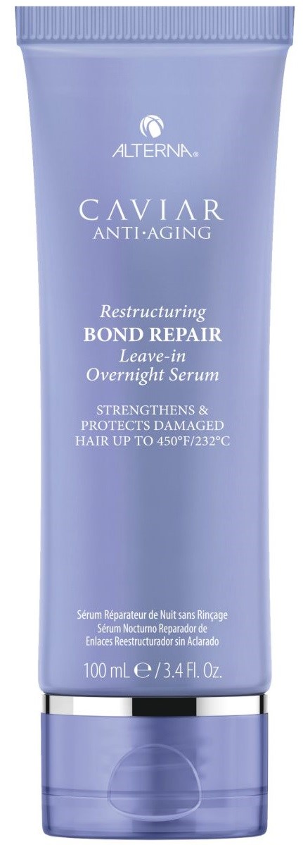 En blå tub märkt Alterna Caviar Anti-Aging, för hårreparation, med lock i botten, 100 ml innehåll.