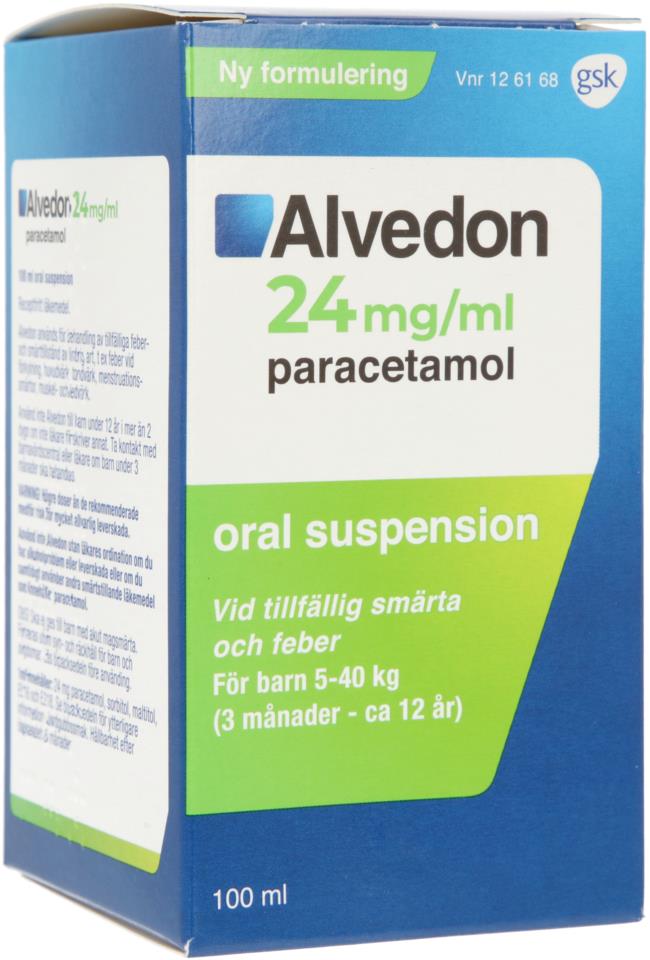 Alvedon  24 mg/ml oral suspension 100 ml
