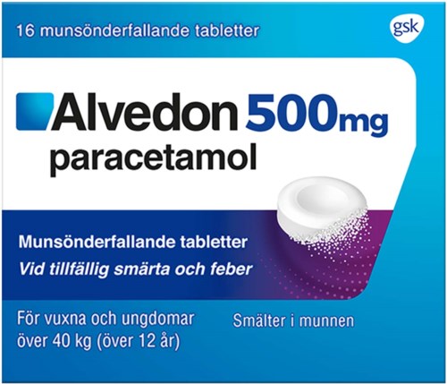 Alvedon Munsönderfallande Tablett 500mg 16 st