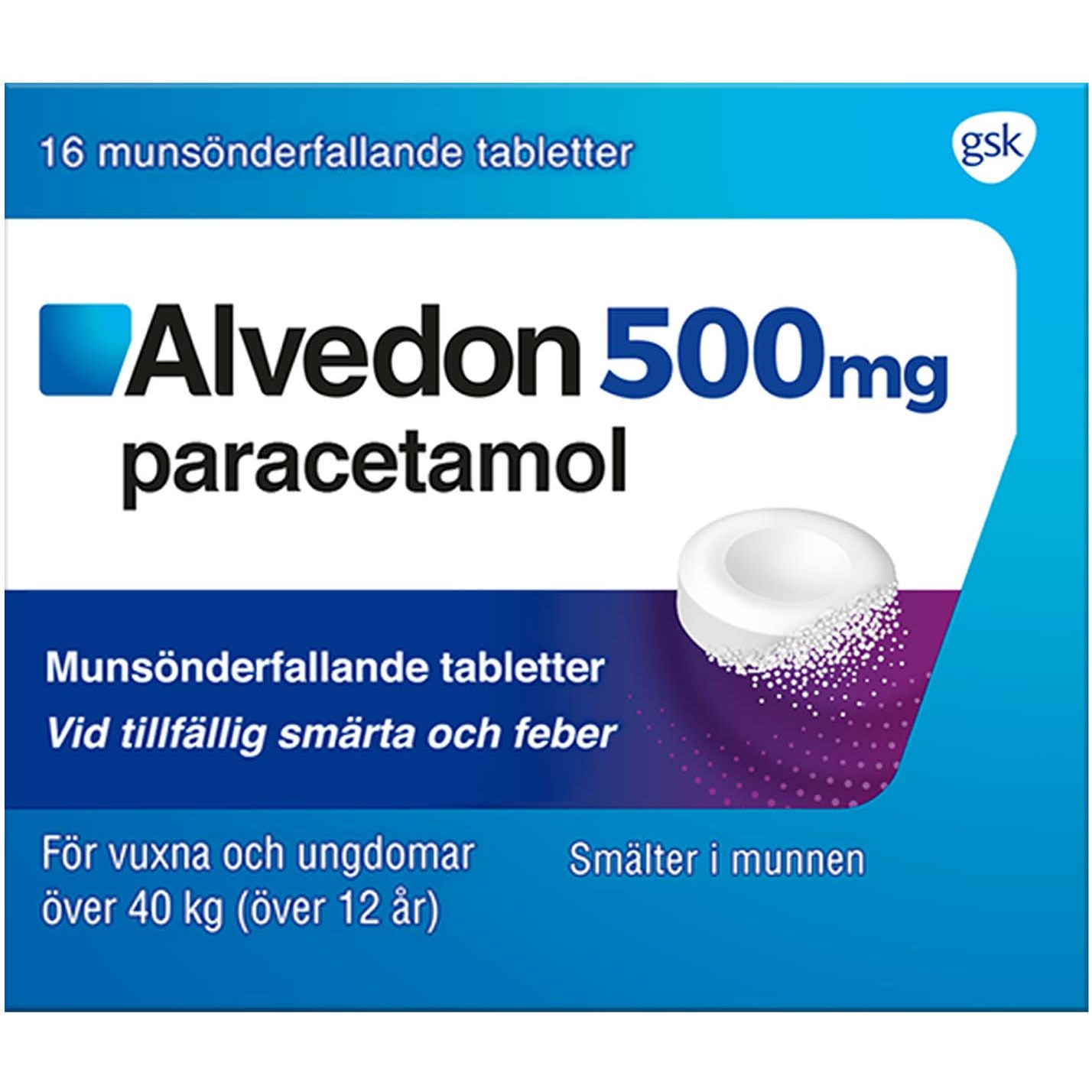 Alvedon Munsönderfallande Tablett 500mg 16 st