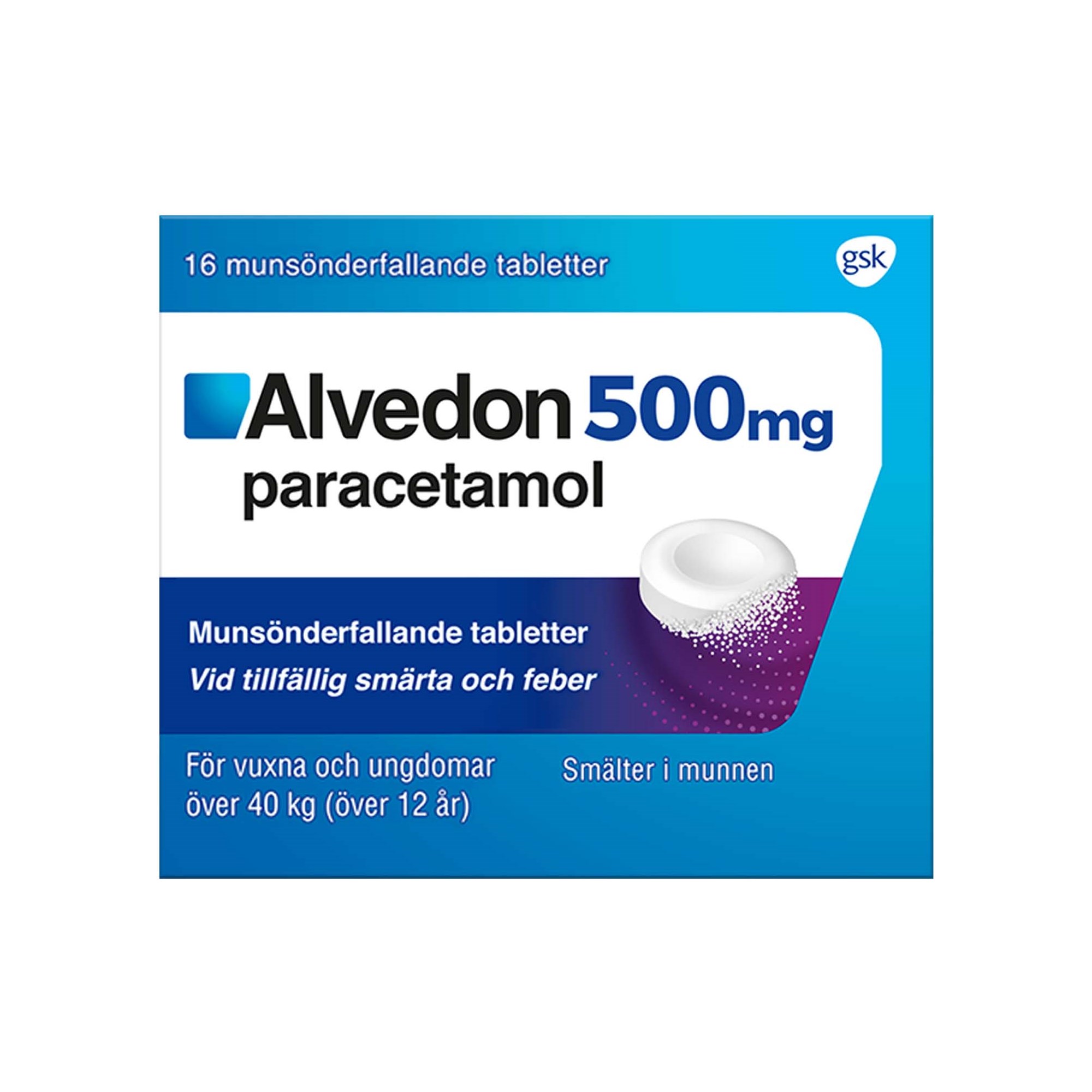 Läs mer om Alvedon Munsönderfallande Tablett 500mg 16 st