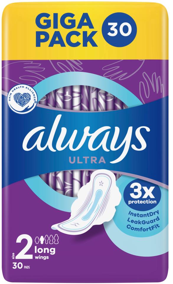 Always Ultra Long (Size 2) with Wings 30 Pads