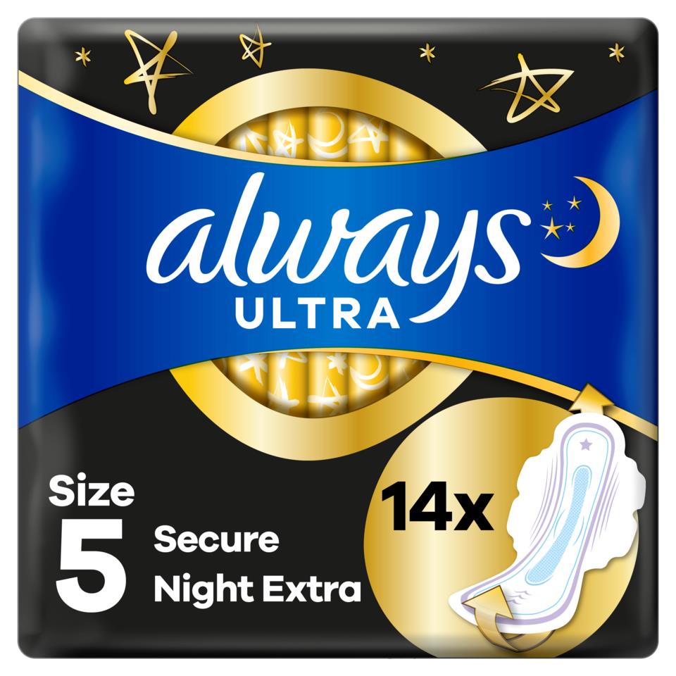 Always Ultra Secure Night Extra with wings 14 Pads