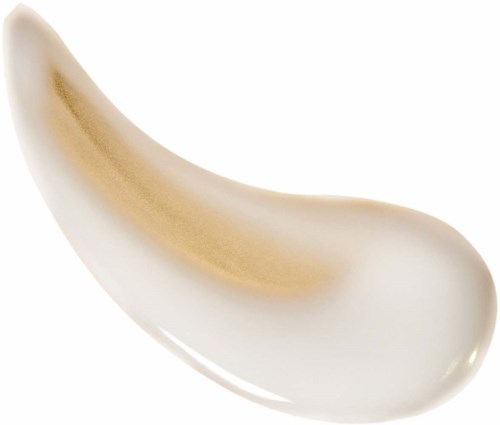 Ein weißes und beiges Lidschatten-Make-up in gebogener Form.