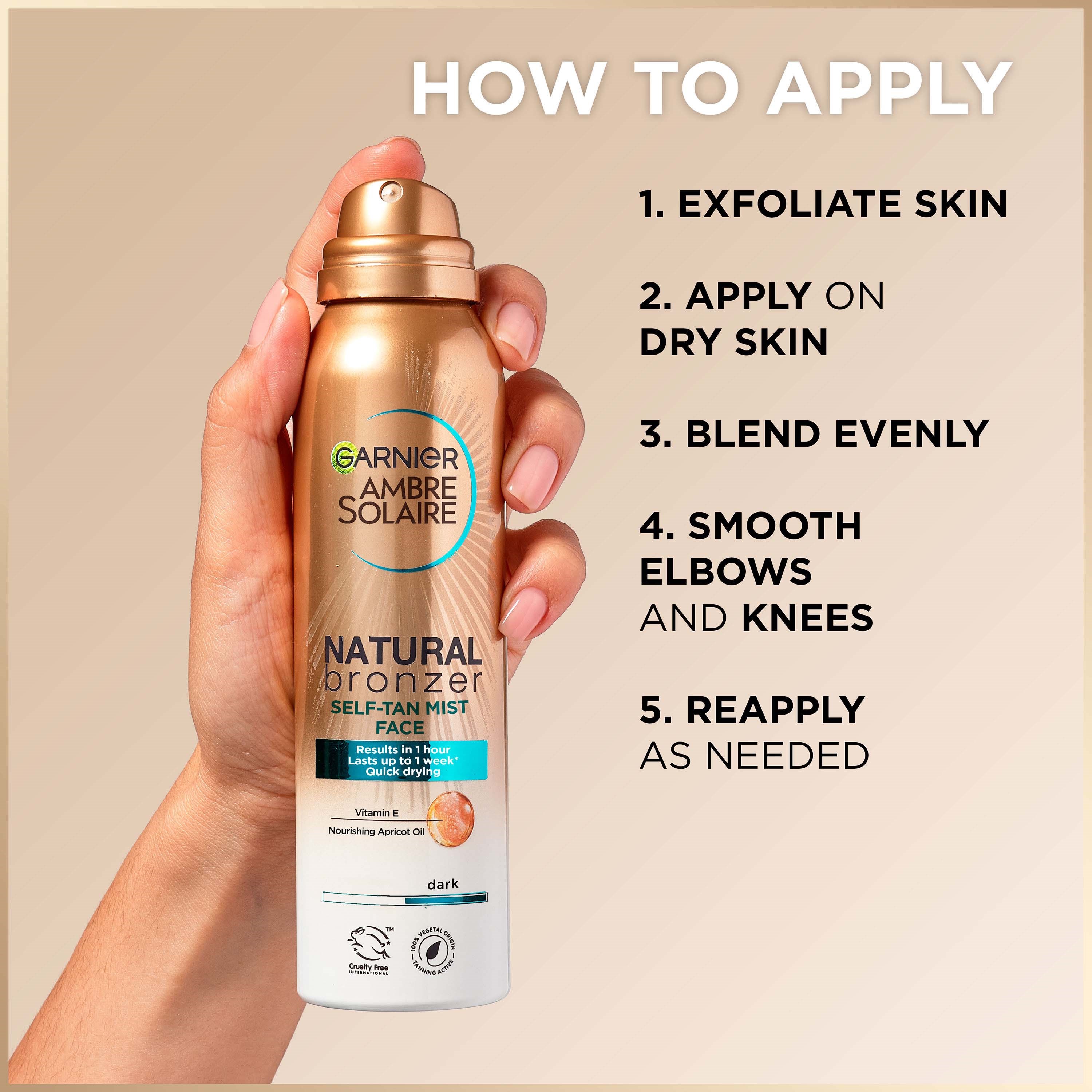Garnier Ambre Solaire Natural Bronzer Self-Tan Mist Face for Normal (obrázok 4)