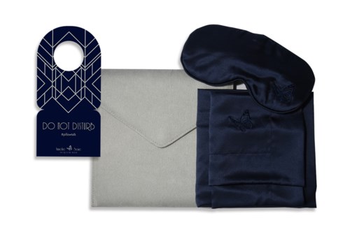 Amelie Soie Secrets de beauté Premium Collection The Perfect Duo Silk Pillow & Silk Sleep Mask Deep Blue
