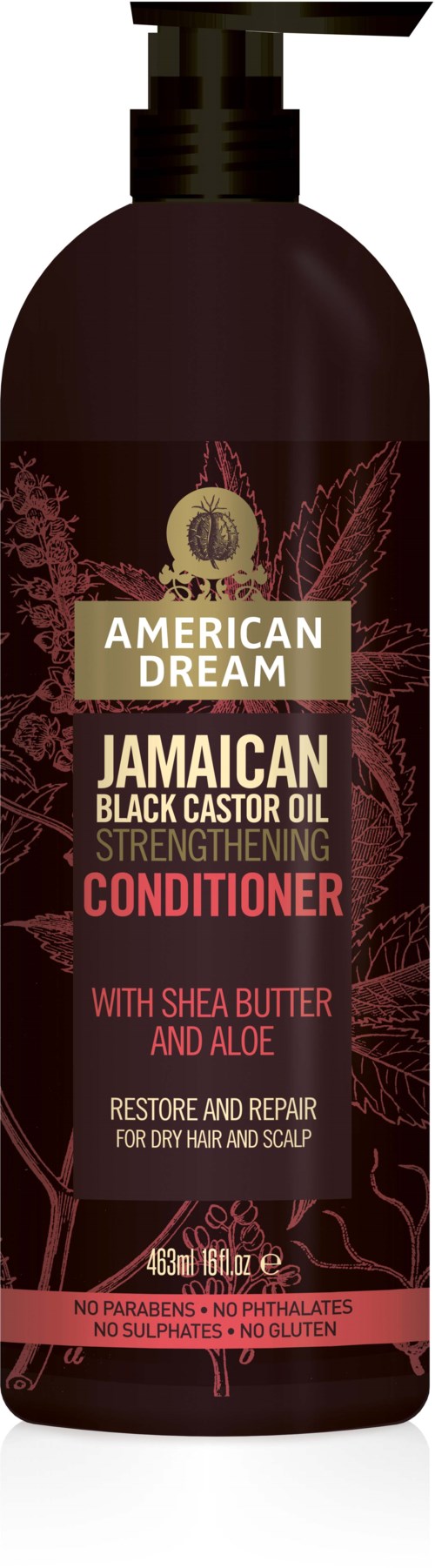 En flaska med jamaicansk svart castorolja balsam med shea smör och aloe, för håråterställning och reparation.