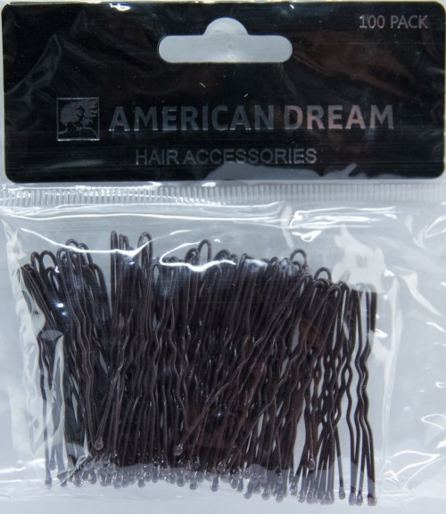 Ett paket svarta hårnålar märkt 'American Dream' med 100 stycken i.