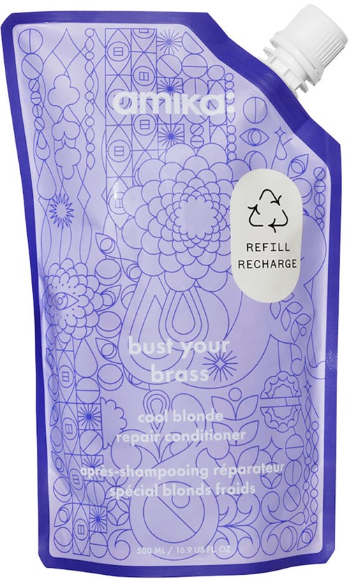 Fleksibel refill-pose med blomsterdesign, merket for blond, kald blond, og spesial blond sjampo, 100 ml.