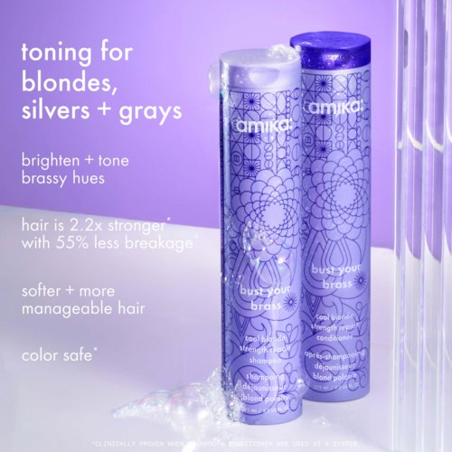 Шампунь Amika Bust Your Brass Cool Blonde Repair против желтизны, восстанавливающий, 275 мл — фото 3