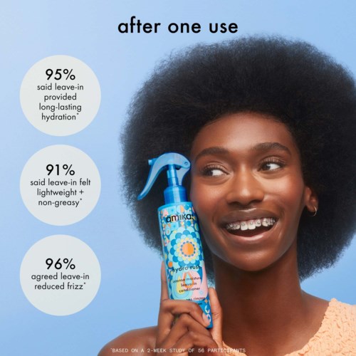 Несмываемый кондиционер Amika Hydro Rush Intense Moisture увлажняющий, против пушения, для сухих волос, 200 мл — фото 4