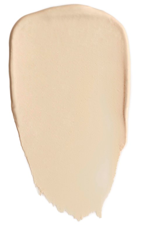 En beige foundation-skvett med jevne kanter og litt mørkere tone nederst.