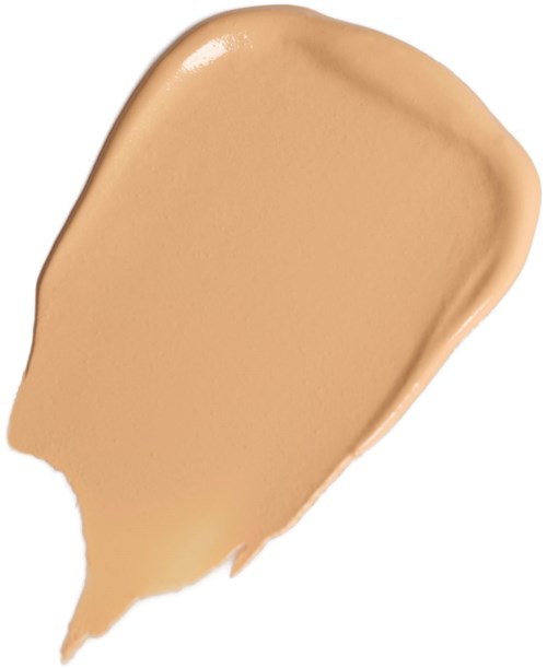 Kremaktig beige sminkeprodukt med avrundede kanter, jevnt utbredt med en lett glans på overflaten.