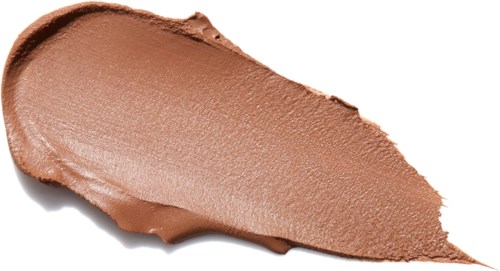 A stroke of light brown makeup or foundation with a smooth, creamy texture. It spreads over a white background.