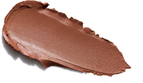 A smear of brown makeup or cosmetic on a white background. Smooth and creamy texture.