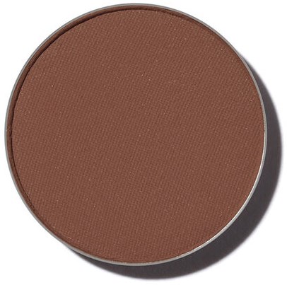 En runt makeup-rouge i brunt på vit bakgrund.