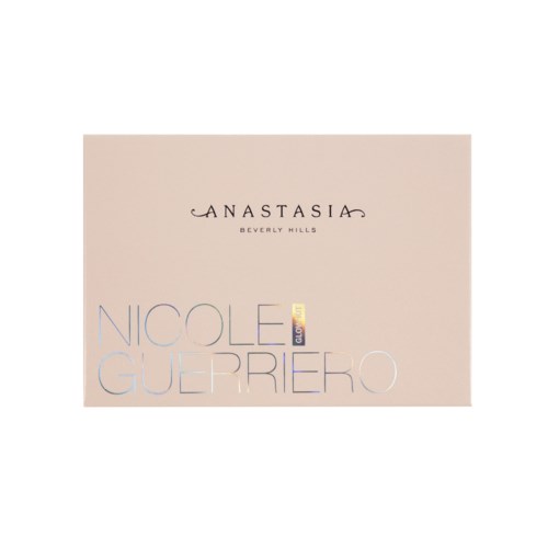 A beige box with the text 'Anastasia Beverly Hills' at the top and 'Nicole Guerriero' at the bottom, colorful letters.