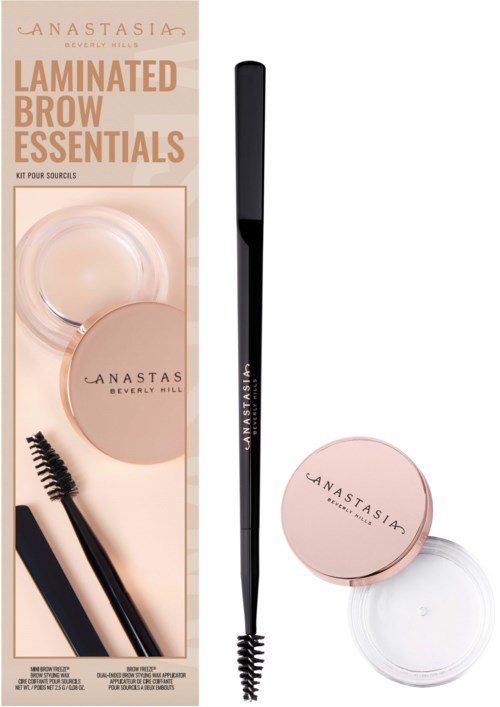 Packaging for brow pencils and gels, with a spoolie brush, and labeled Anastasia Beverly Hills.