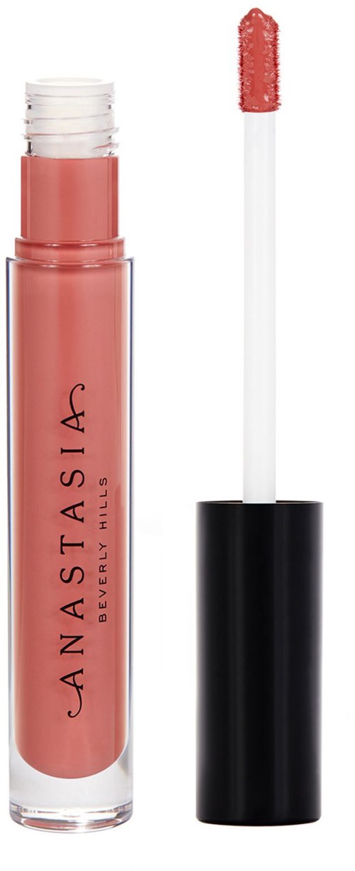 En leppestift med børste, merket 'CANASTASIA Beverly Hills', i rosa farge.
