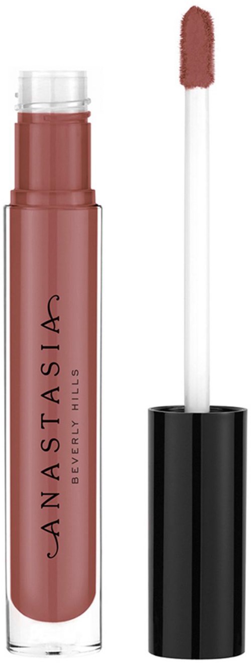 A lip gloss tube with a wand applicator, labeled 'J Anastasia Beverly Hills' in black letters.
