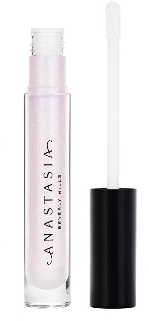 En leppepommetube med hvit skimmerfinish og svart lokk, merket Anastasia Beverly Hills.