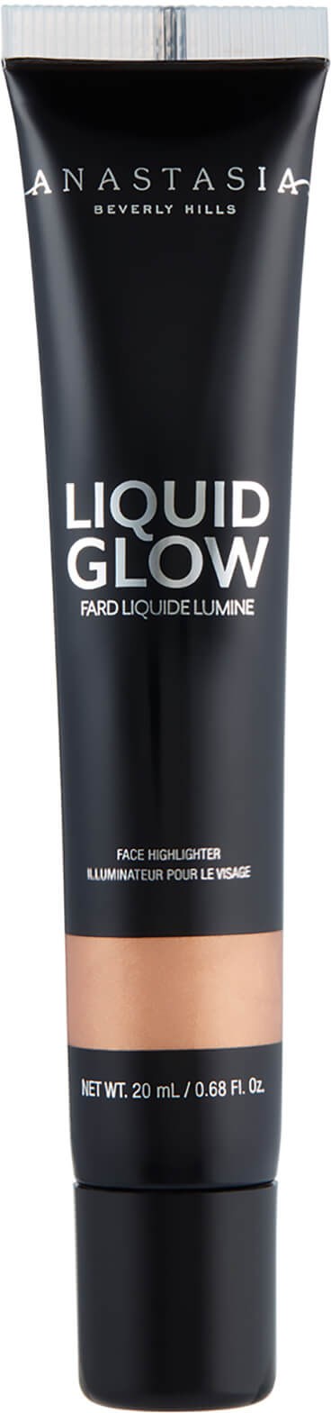 A black tube with a silver cap and white text, labeled 'Liquid Glow' by Anastasia Beverly Hills.
