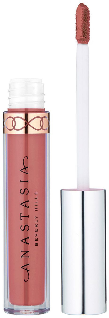 Leppglans med rosa-brun gloss og sølvhette, merket Anastasia Beverly Hills.