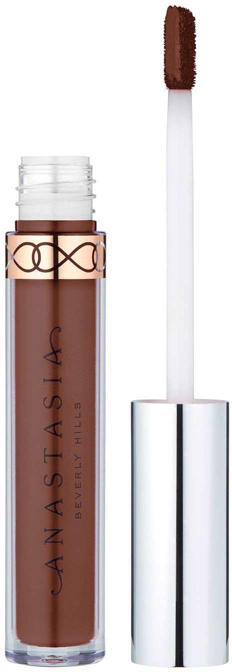 En leppeglansrør med brunt skjær og sølvkappe, merket Anastasia Beverly Hills.