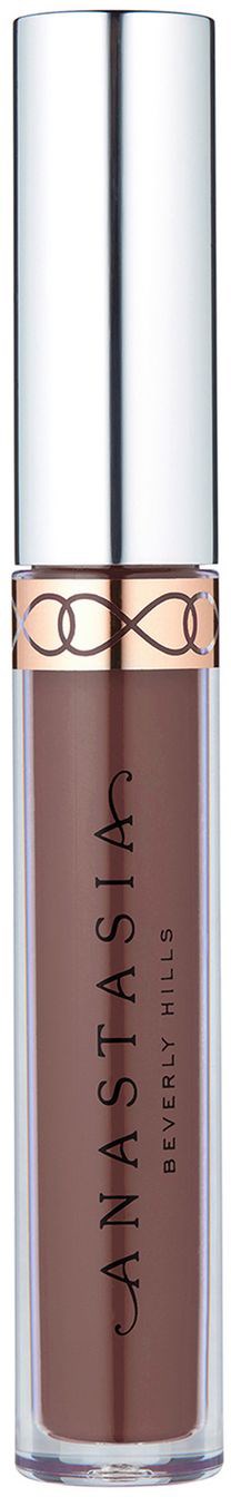 En tube med brunt flytende leppestift med gjennomsiktig kropp og sølvkappe, merket som NARS. Permanent Make-up.