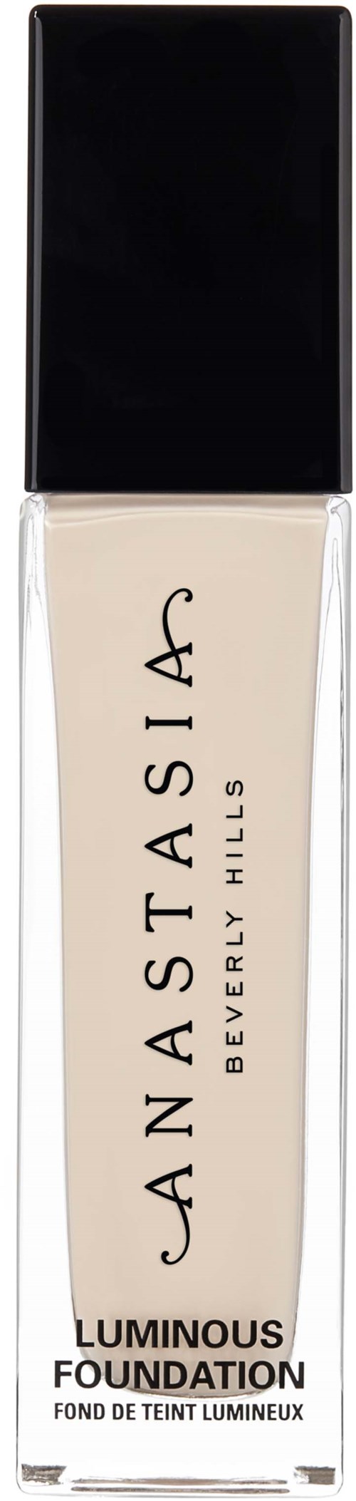 En flaske Anastasia Beverly Hills luminous foundation med sort låg.