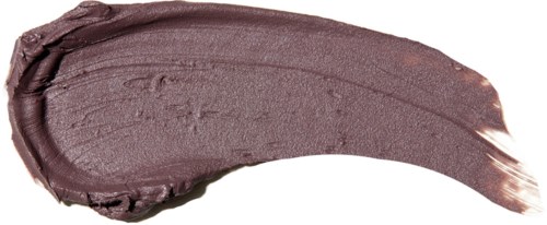 A thick brush of purple-brownish makeup or paint on a white background.