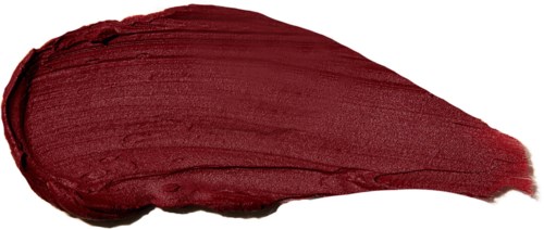 A thick, reddish-brown paint stroke on a white background.