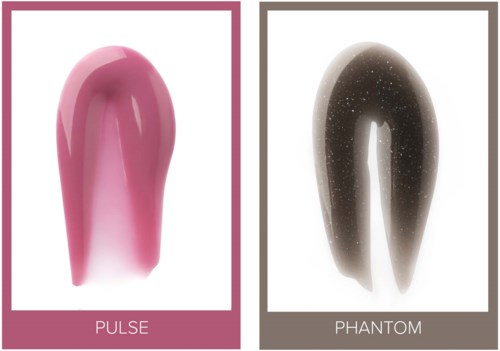 To neglelakkfarger vist: rosa kalt Pulse og svart kalt Phantom, med blank overflate.