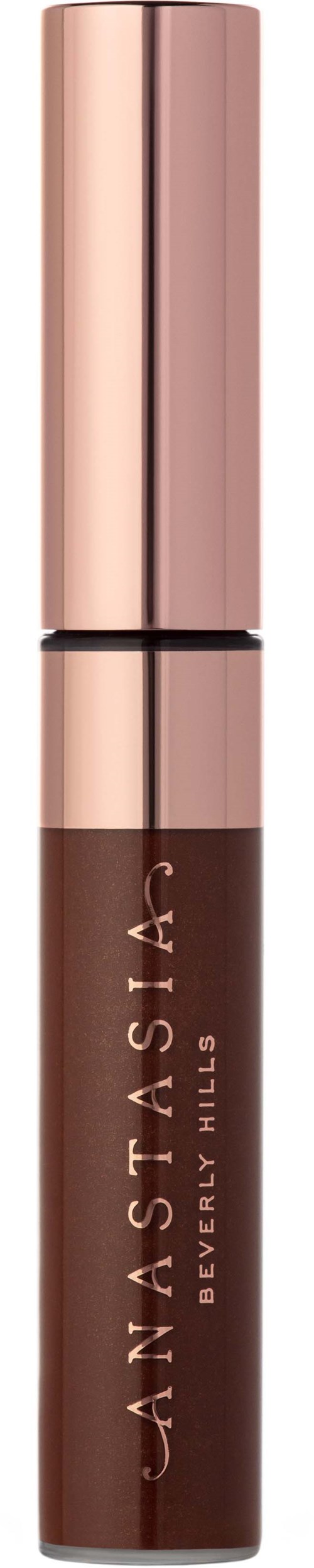 Lippenstift in braun, mit 'Beverly Hills' von Anastasia. Rosegoldener Deckel und schlanke Tube.