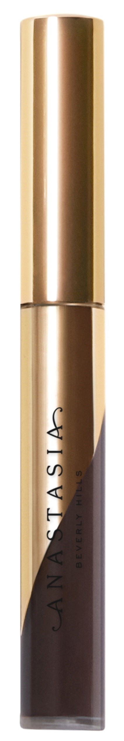 Ein Lippenstift mit goldener Kappe und dunklem Boden, beschriftet mit 'NATASIA'.