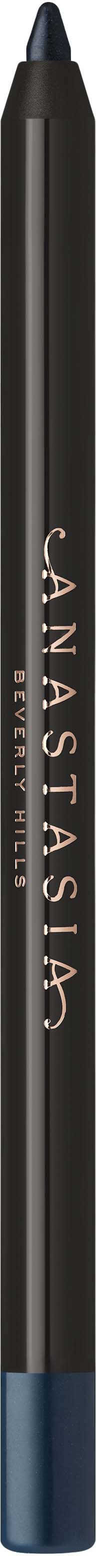 En svart makeup-stift med blå tupp, merket Anastasia Beverly Hills, brukt til øyne eller øyenbryn.
