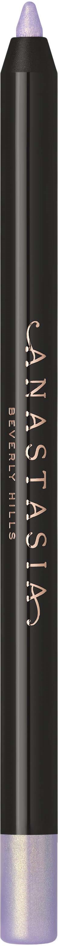 Svart eyelinerblyant med lilla tupp og hvit tekst som sier Anastasia Beverly Hills.