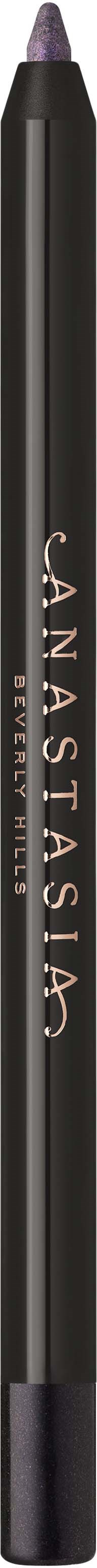 Svart eyeliner-stift med lilla spiss og Anastasia-logo i gullfarge