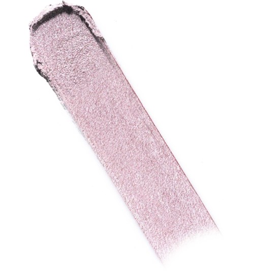 En rosa sminksvamp med rund spiss og flat bunn. Den virker brukt og litt teksturert.