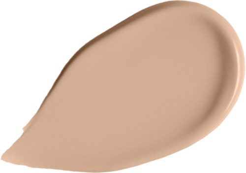 En beige, krämig substans med en slät, tårformad form och rundade kanter.