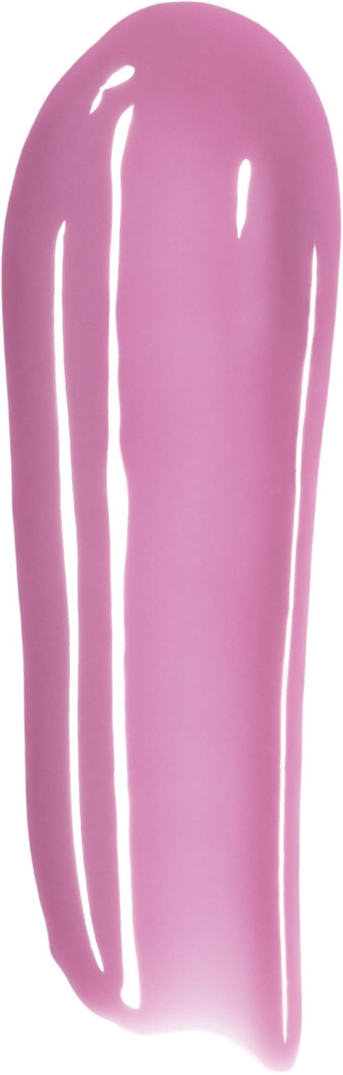 Roze lippenstiftvlek op huid met glanzend resultaat.