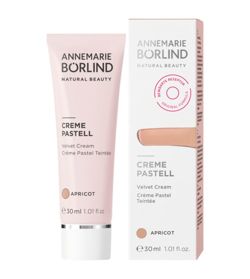 Velvetkräm kallad Apricot från Annemarie Börlind, 30 ml. Kommer med en förpackning. Enkel och ren design.