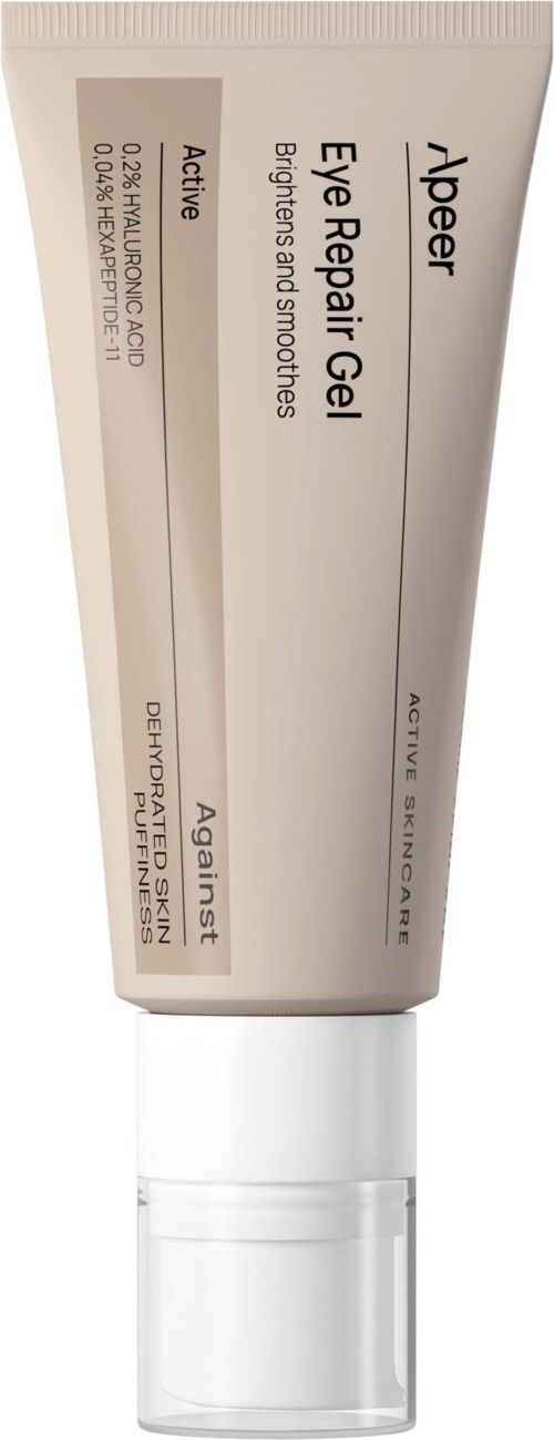 Valkoinen putki A-derma Eye Repair Gel, sisältää tietoja aktiivisista aineosista ja tarkoituksesta silmän turvotukseen.