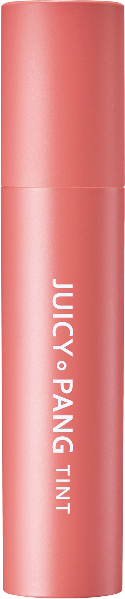 Ett rosa läppstiftshölje med orden 'Juicy Pang Tint' skrivna vertikalt på det.