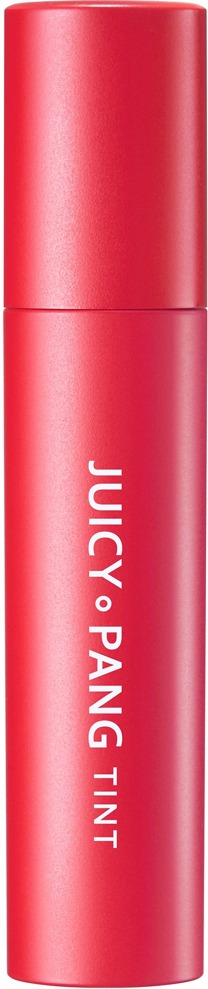Ein pinker Tuben mit der Aufschrift 'Juicy Pang Tint' vor schwarzem Hintergrund.