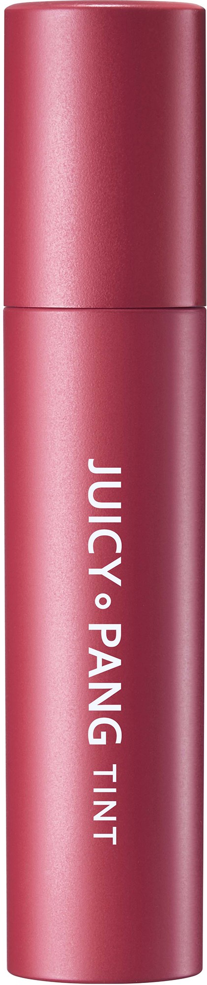 Ett rosa läppstift med vit text som säger "JUICY PANG TINT".