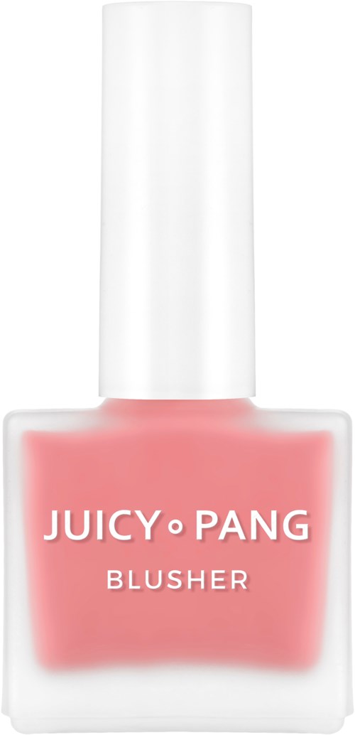 Vaaleanpunainen poskipunasävyinen kynsilakka valkoisessa pullossa, jonka edessä on 'Juicy Pang'-merkki.
